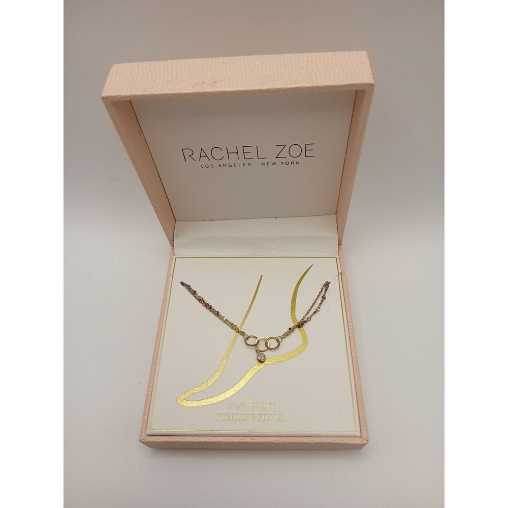 Rachel Zoe Sterling Silver Anklet 9" + 1" New Ankle Bracelet Jewelry - Picture 4 of 9